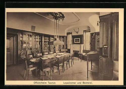 AK Falkenstein, Offizierheim Taunus, Lesezimmer und Bücherei