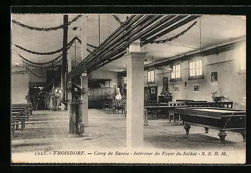 AK Troisdorf, Camp de Savoie - Interieur du Foyer du Soldat