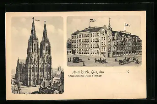 AK Köln, Dom und Hotel Disch