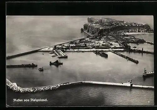 AK Helgoland, Hafen aus der Vogelschau