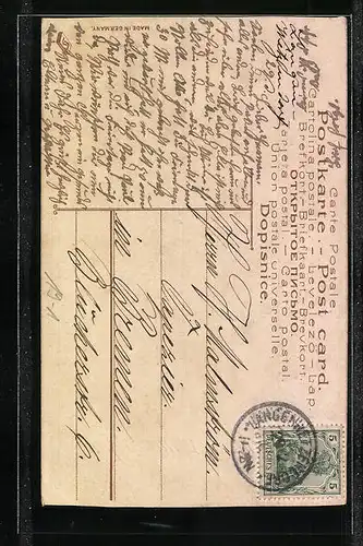 AK Knabe mit grosser Banknote, Neujahrsgruss