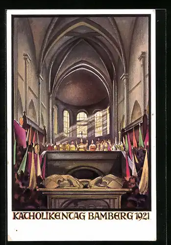 AK Bamberg, Katholikentag 1921, Messe im inneren der Kirche