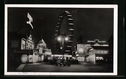 AK Wien, Riesenrad im Wiener Prater bei Nacht