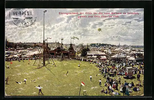 Künstler-AK Dresden, Dresdener Vogelwiese, Ehrengeschenk der Bogenschützengilde