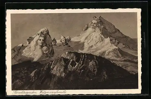 AK Berchtesgaden, Watzmannfamilie, Berge mit Gesicht, Berggesichter