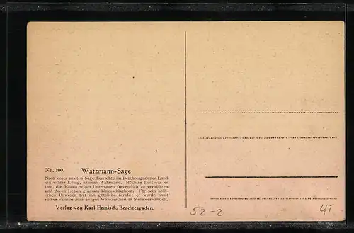 AK Berchtesgaden, Watzmann-Sage, Bergfamilie mit Gesicht, Berggesichter