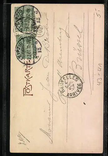 AK Leipzig, Peterstrasse zur Messe, mit Reklameläufern