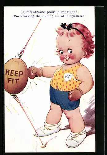 Künstler-AK Kleiner Boxer beim Training