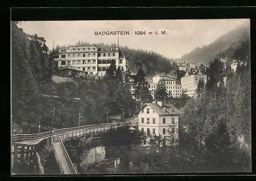 AK Badgastein, Ortspartie mit Strasse