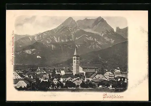 AK Saalfelden, Teilansicht mit Kirche