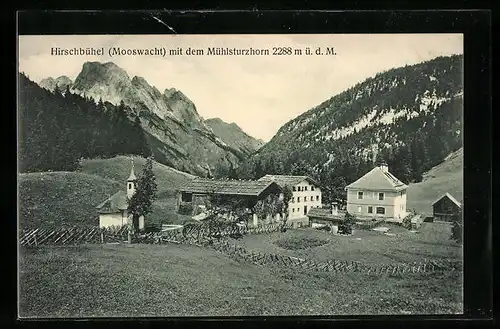 AK Weissbach b. Lofer, Hirschbühel Mooswacht mit dem Mühlsturzhorn