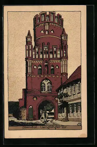 Steindruck-AK Stendal, Uenglinger Tor