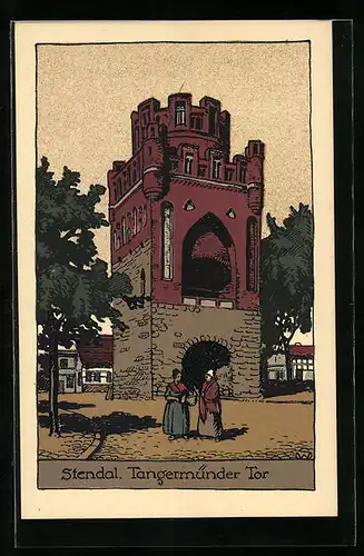 Steindruck-AK Stendal, Tangermünder Tor