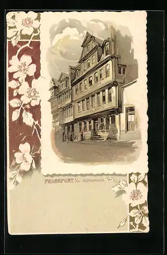 Lithographie Alt-Frankfurt, Blick zum Göthehaus