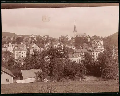 Fotografie Brück & Sohn Meissen, Ansicht Bad Elster, Blick in die Stadt zur Kirche