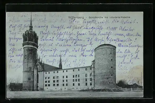AK Wittenberg, Schlosskirche mit Infanterie-Kaserne