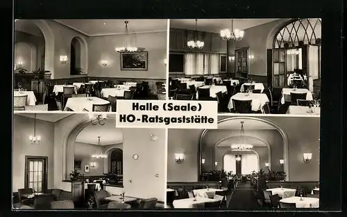 AK Halle /Saale, HO-Ratsgaststätte, Innenansichten