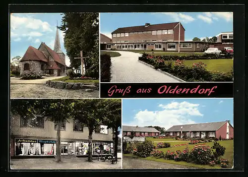 AK Oldendorf, Kirche und Geschäft Johannes Meybohm