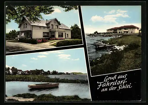 AK Fahrdorf a. d. Schlei, Uferpartie mit Boot