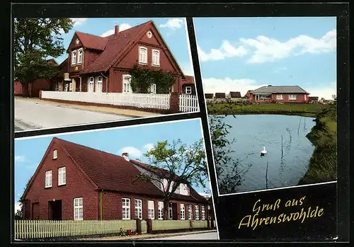 AK Ahrenswohlde b. Stade, Uferpartie mit Schwan