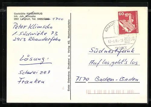 AK Langholt, Gaststätte Kaiserkrug