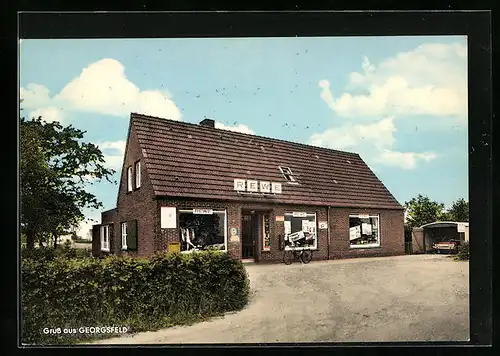 AK Georgsfeld b. Aurich, Blick zum REWE-Geschäft