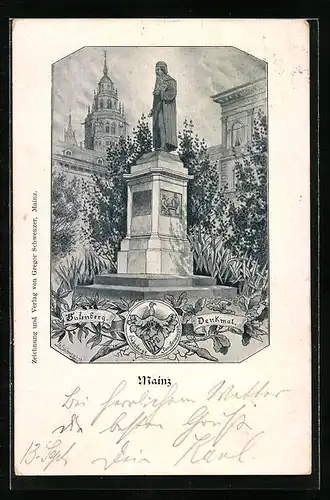 Künstler-AK Mainz, Gutenberg-Denkmal