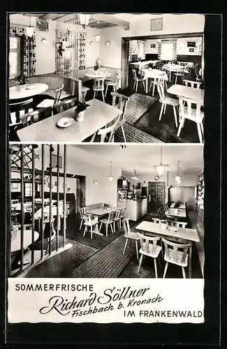 AK Fischbach b. Kronach, Gasthaus Richard Söllner im Frankenwald, Innenansichten