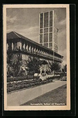 AK Kornwestheim, Rathaus mit Wasserturm