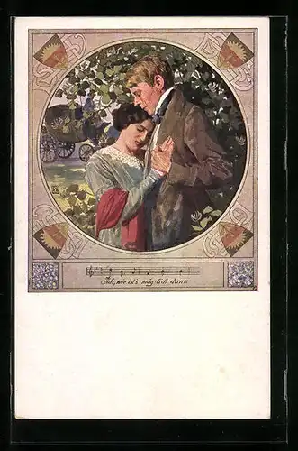 Künstler-AK Karl Friedrich Gsur: Deutscher Schulverein Nr. 555: Ach, wie ists möglich.. - Liebespaar und Kutsche