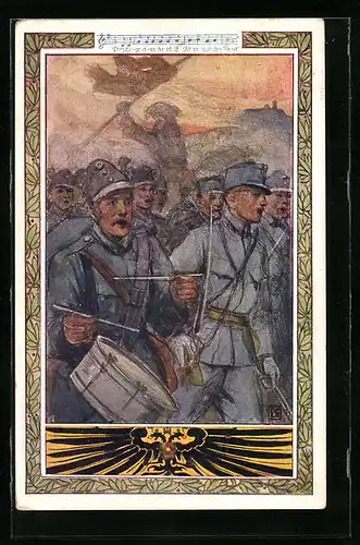 Künstler-AK Karl Friedrich Gsur: Deutscher Schulverein Nr. 641: Soldaten mit Trommel