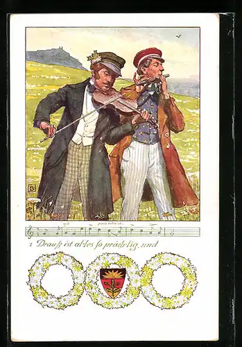 Künstler-AK Karl Friedrich Gsur, Deutscher Schulverein Nr. 107: Drauss ist alles so prächtig, und ...