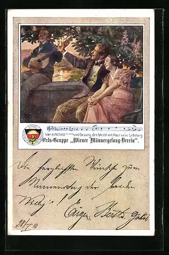 Künstler-AK Karl Friedrich Gsur: Deutscher Schulverein Nr. 63: Wer nicht liebt Wein, Weib und Gesang, der bleibt ein...