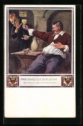 Künstler-AK Karl Friedrich Gsur: Deutscher Schulverein Nr. 560: Auf Schlesiens Bergen da wächst ein Wein