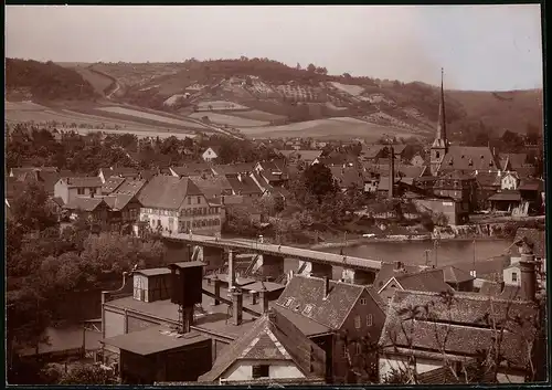 Fotografie Brück & Sohn Meissen, Ansicht Camburg / Saale, Blick über die Dächer zur Kirche
