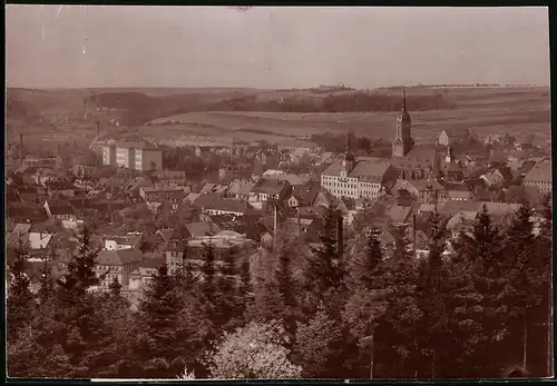Fotografie Brück & Sohn Meissen, Ansicht Rosswein i. Sa., Blick über den Ort mit Kirche