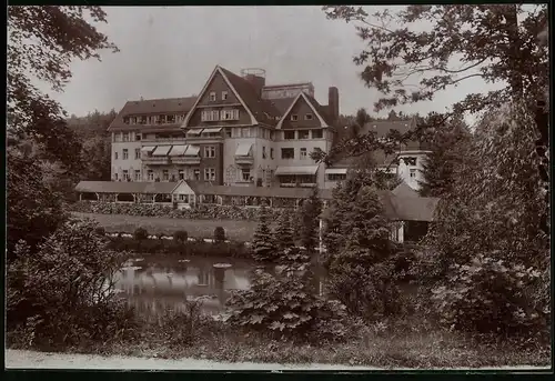 Fotografie Brück & Sohn Meissen, Ansicht Bad Elster, Blick auf Köhlers Sanatorium mit Aussichtsplattform