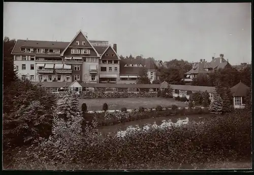Fotografie Brück & Sohn Meissen, Ansicht Bad Elster, Blick auf Köhlers Sanatorium, Gartenansicht
