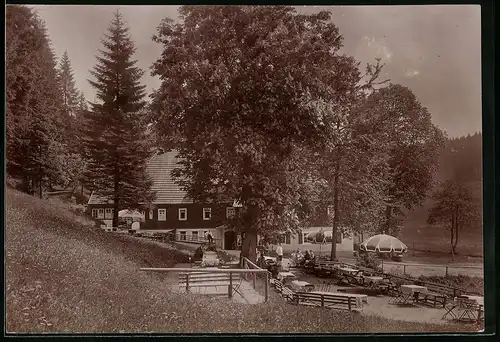 Fotografie Brück & Sohn Meissen, Ansicht Kipsdorf / Erzg., Partie am Gasthaus Putzmühle im Pöbeltal