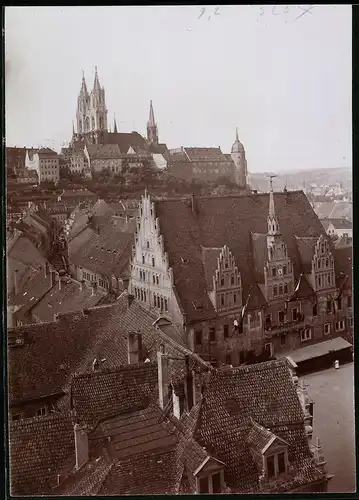 Fotografie Brück & Sohn Meissen, Ansicht Meissen i. Sa., Blick vom Frauenkirchenturm auf Rathaus und Burgberg