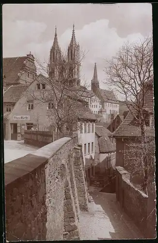 Fotografie Brück & Sohn Meissen, Ansicht Meissen i. Sa., Rote Stufen am Geschäft Franz Würfel, Domtürme