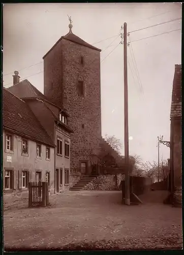 Fotografie Brück & Sohn Meissen, Ansicht Geithain i. Sa., Partie im Ort mit Alter Turm