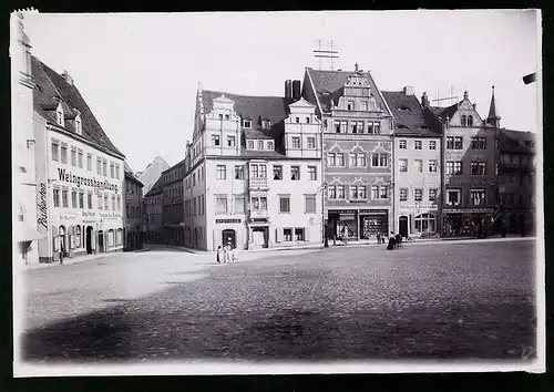 Fotografie Brück & Sohn Meissen, Ansicht Meissen i. Sa., Markt mit Apotheke, Bäckerei, Weingrosshandlung, Geschäfte