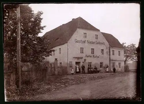 Fotografie Brück & Sohn Meissen, Ansicht Niederseidewitz, Partie am Gasthof Kalte-Ruhe