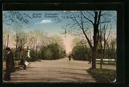 AK Belgrad, Kalemegdan mit Spaziergängern