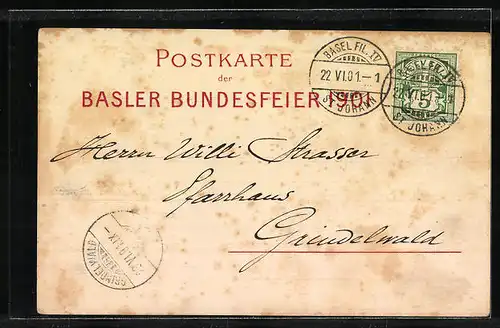 Lithographie Basel, Festpiel 1901, Stachelschützen, Stadtknechte, Basler-Herold