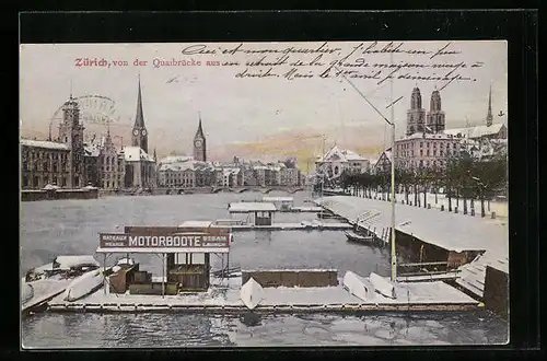 AK Zürich, Ortsansicht von der Quaibrücke aus