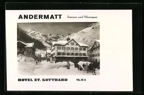 AK Andermatt, Hotel St. Gotthard im Schnee