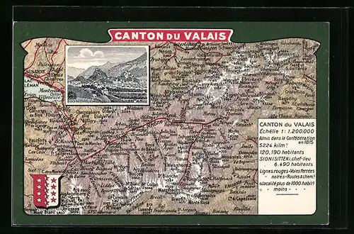 AK Sion, Canton du Valais, Umgebungskarte