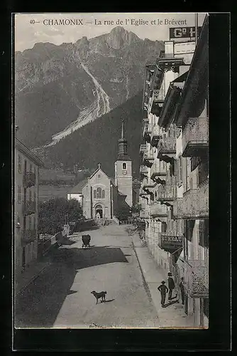 AK Chamonix, La rue de l`Eglise et le Brévent